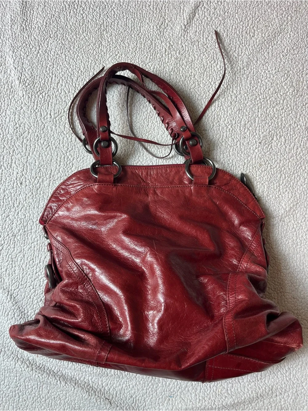 FRANCESCO BIASIA BURGUNDY SATCHEL HOBO LEATHER PURSE BAG